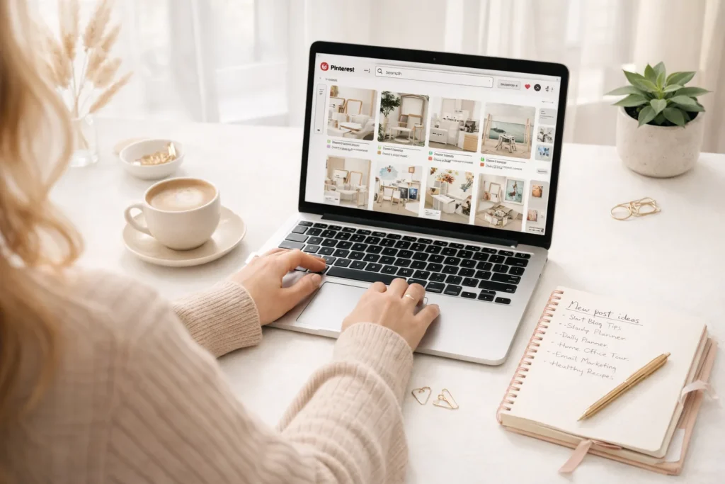 Collection of ebook ideas to grow my blog income displayed on a stylish workspace