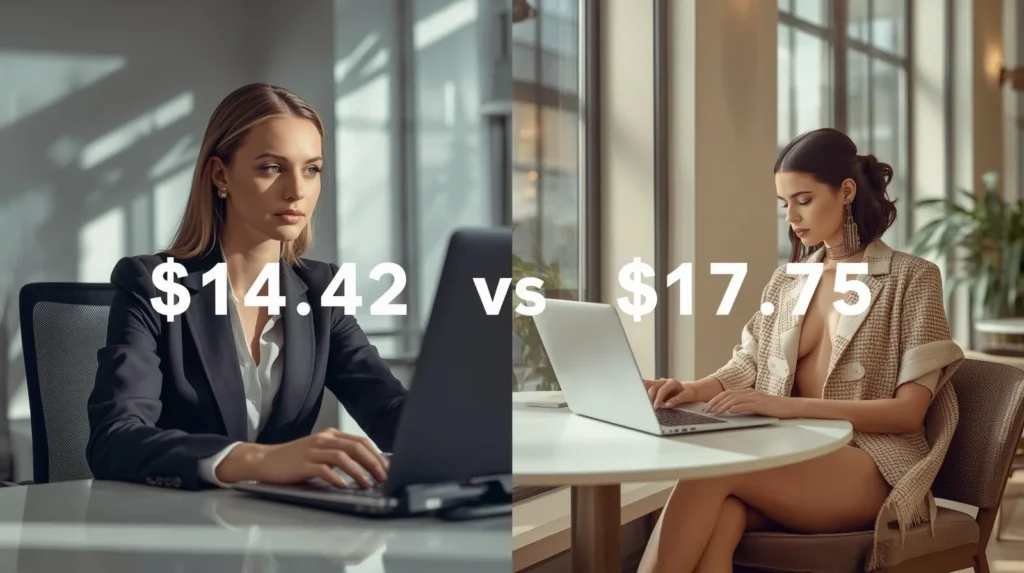 Hourly pay comparison for full-time vs part-time based on $30,000 a year salary.