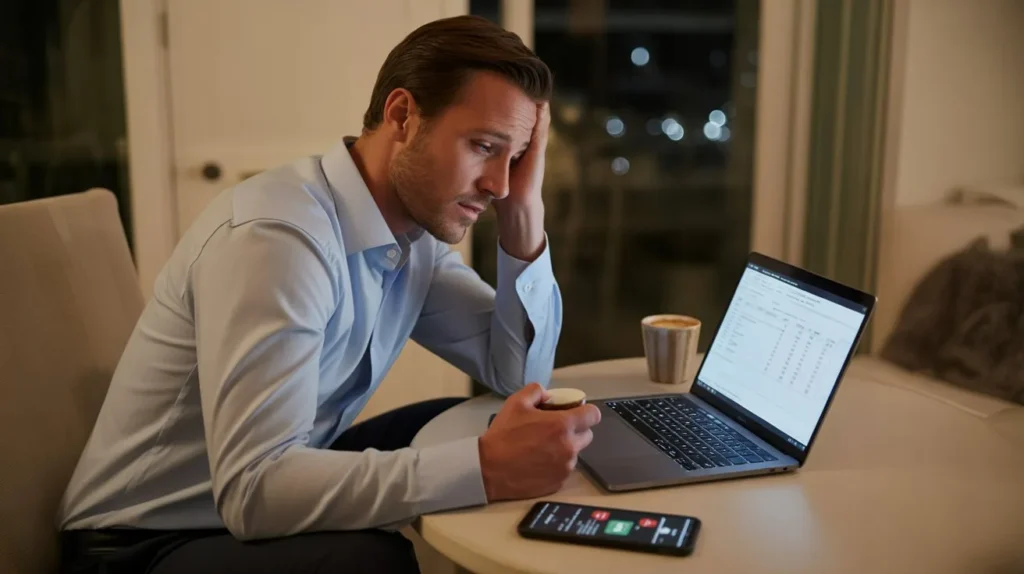 A person working late on finances showing the hidden stress that comes with having more money