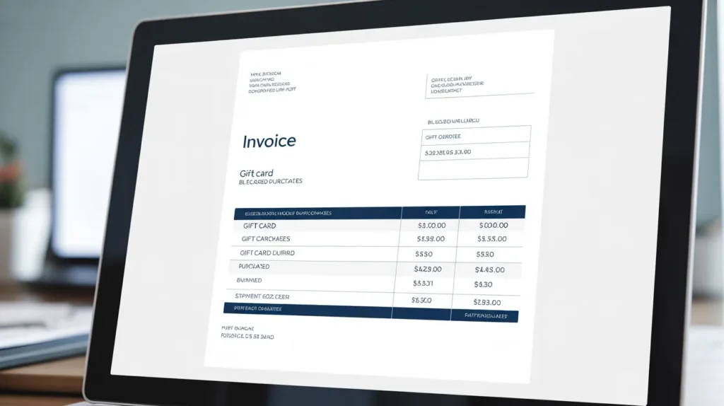 gift card billing formate