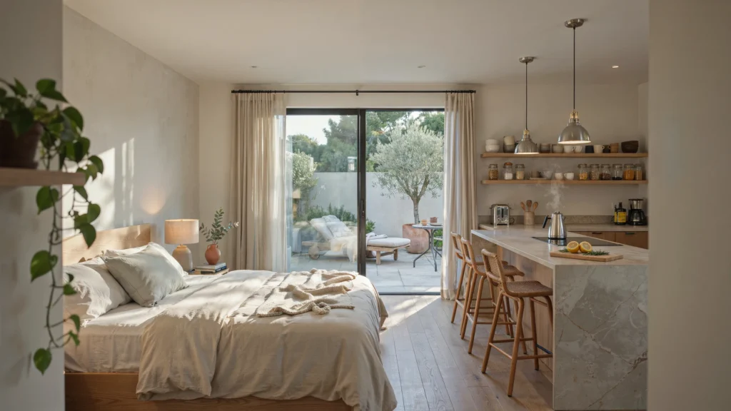 Bedrooms, kitchens, and outdoor spaces