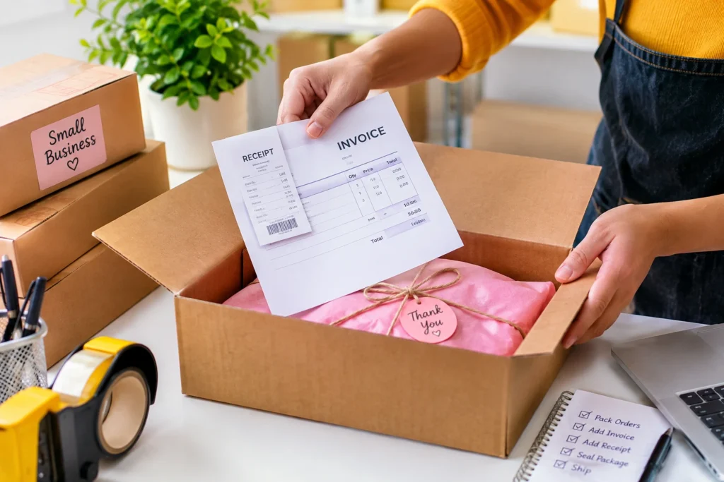 Invoices and receipts should be included in orders